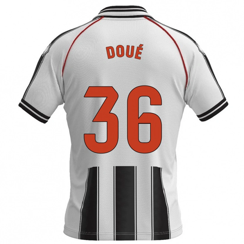 Danxen Niño Camiseta Marc-Olivier Doué #36 Blanco Negro 1ª Equipación 2025/26 La Camisa
