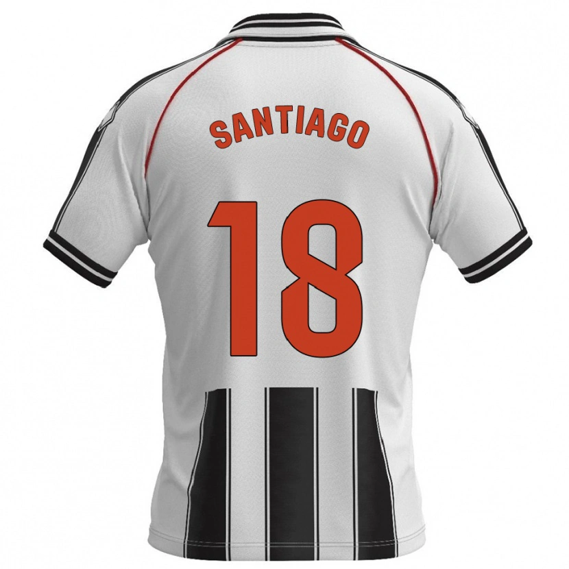 Danxen Niño Camiseta Pablo Santiago #18 Blanco Negro 1ª Equipación 2025/26 La Camisa