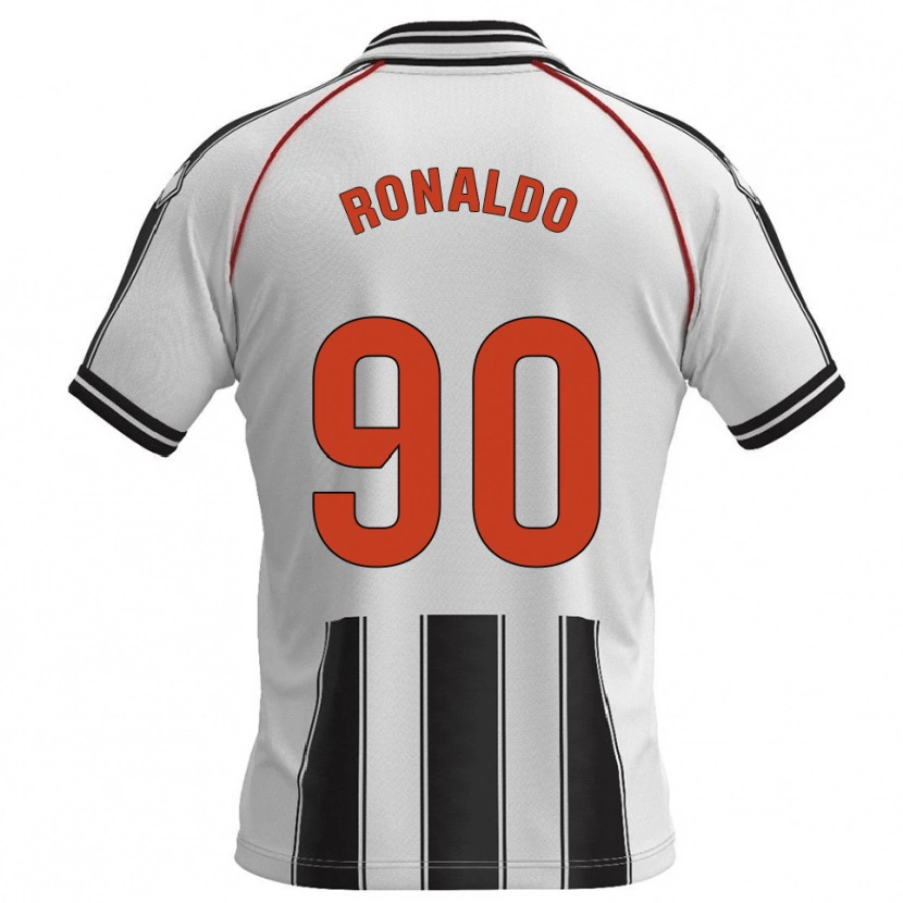 Danxen Niño Camiseta Ronaldo #90 Blanco Negro 1ª Equipación 2025/26 La Camisa