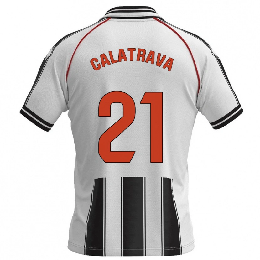 Danxen Niño Camiseta Álex Calatrava #21 Blanco Negro 1ª Equipación 2025/26 La Camisa