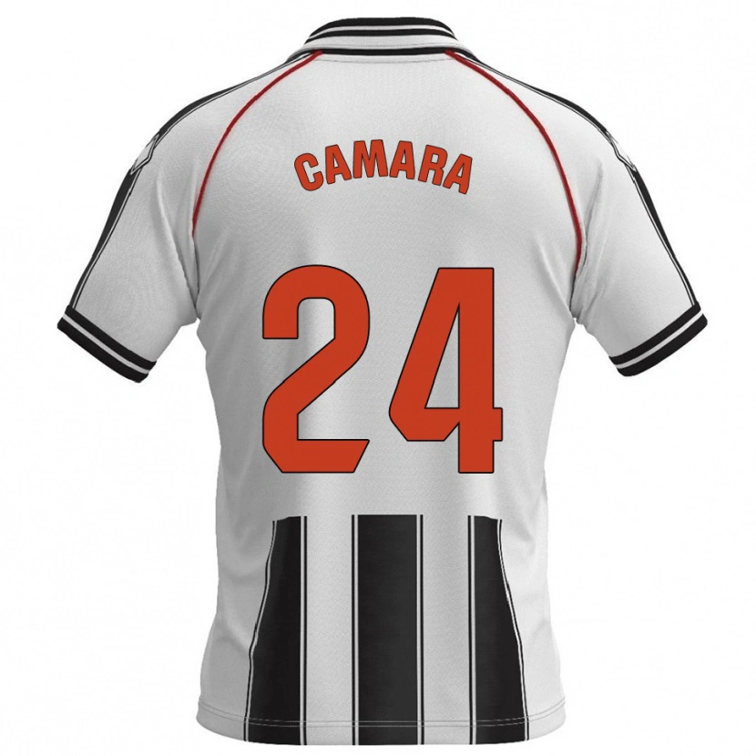 Danxen Niño Camiseta Ousmane Camara #24 Blanco Negro 1ª Equipación 2025/26 La Camisa