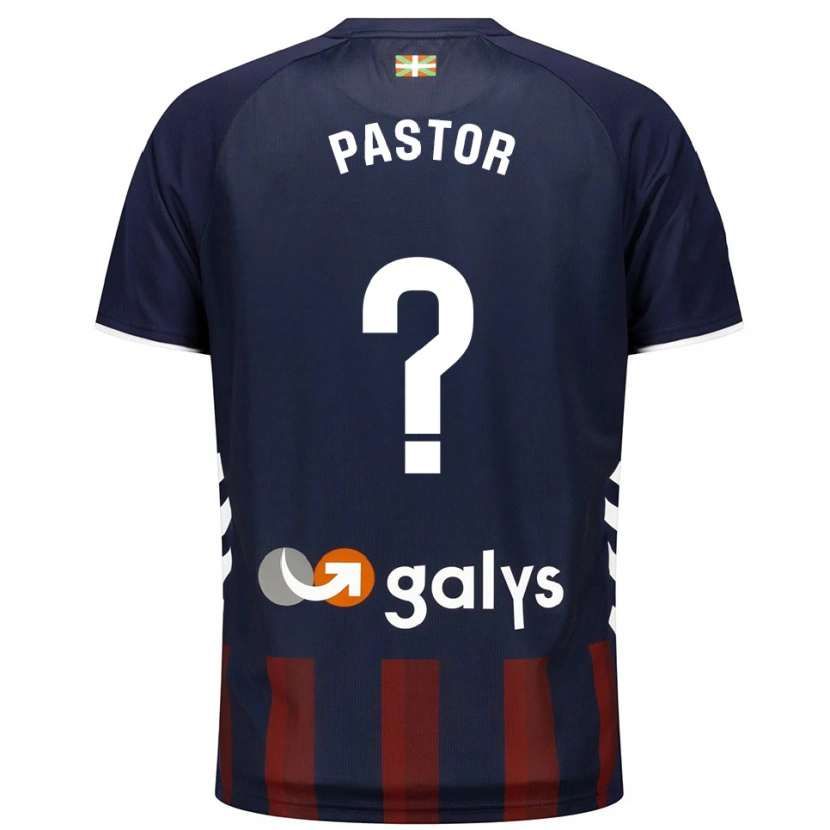 Danxen Niño Camiseta Xavier Pastor #0 Azul Marino Rojo 1ª Equipación 2025/26 La Camisa