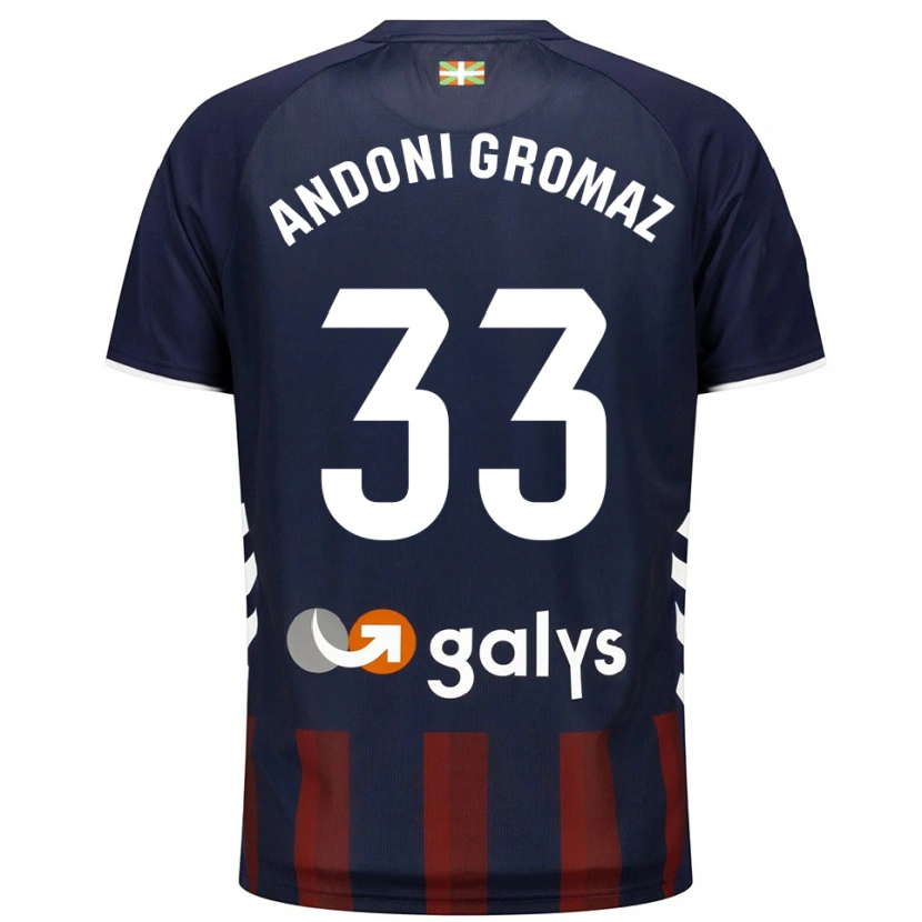 Danxen Niño Camiseta Jon Andoni Gromaz #33 Azul Marino Rojo 1ª Equipación 2025/26 La Camisa