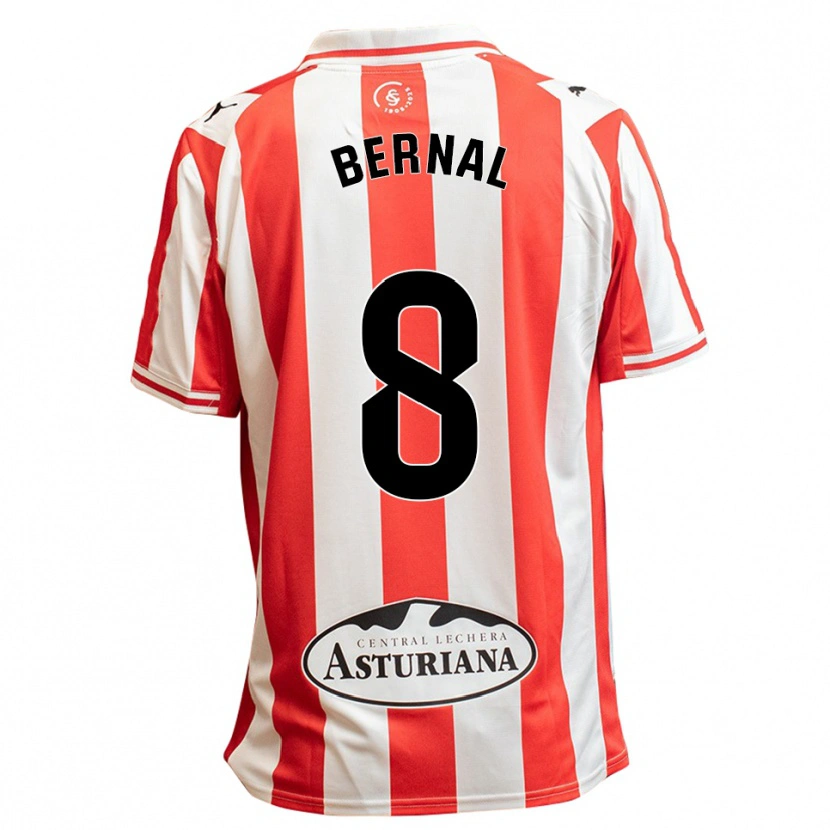 Danxen Niño Camiseta Jesús Bernal #8 Blanco Rojo 1ª Equipación 2025/26 La Camisa