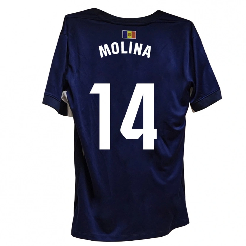 Danxen Niño Camiseta Sergio Molina #14 Azul Marino Blanco 1ª Equipación 2025/26 La Camisa