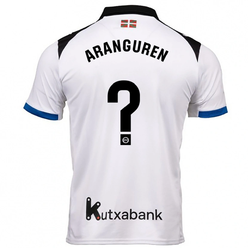 Danxen Niño Camiseta Aitor Aranguren #0 Blanco Azul 2ª Equipación 2025/26 La Camisa