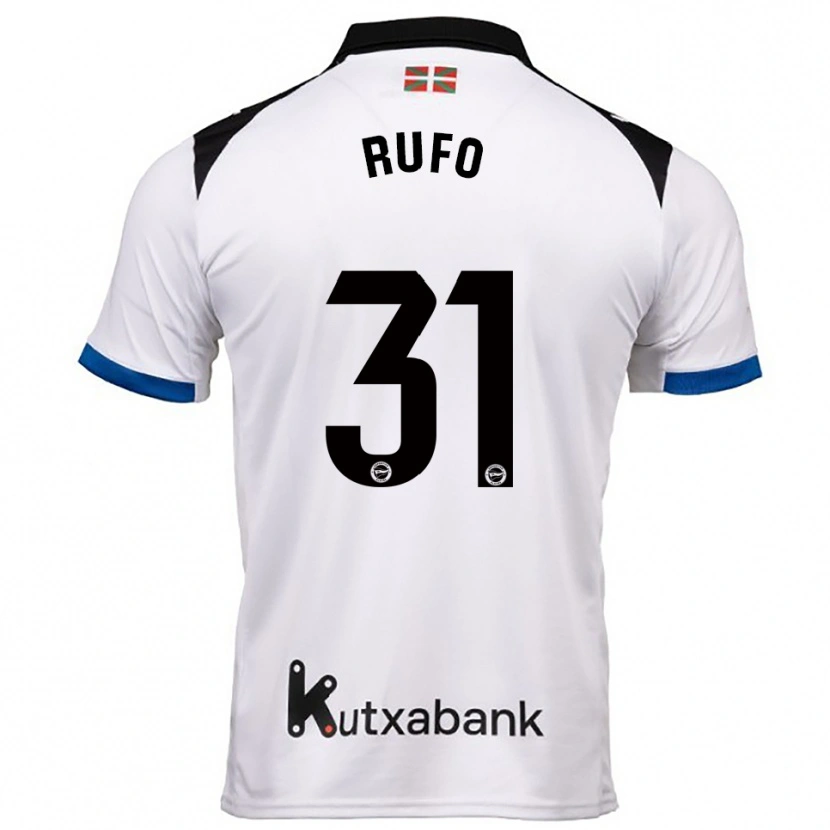 Danxen Niño Camiseta Dennis Rufo #31 Blanco Azul 2ª Equipación 2025/26 La Camisa