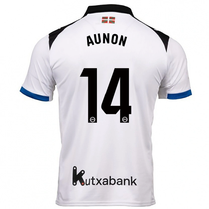Danxen Niño Camiseta Cristina Auñón #14 Blanco Azul 2ª Equipación 2025/26 La Camisa