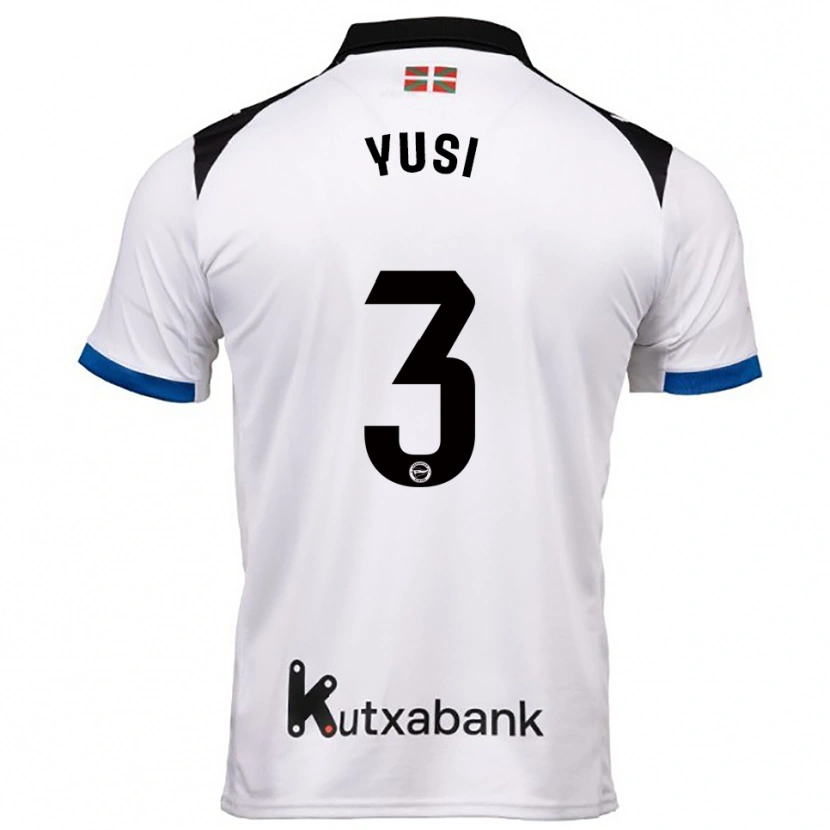 Danxen Niño Camiseta Youssef Enríquez #3 Blanco Azul 2ª Equipación 2025/26 La Camisa