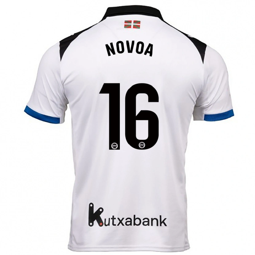 Danxen Niño Camiseta Hugo Novoa #16 Blanco Azul 2ª Equipación 2025/26 La Camisa