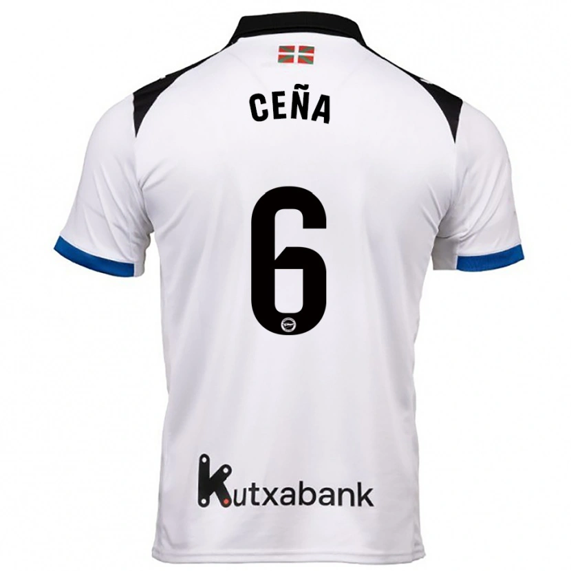 Danxen Niño Camiseta Marcos Ceña #6 Blanco Azul 2ª Equipación 2025/26 La Camisa