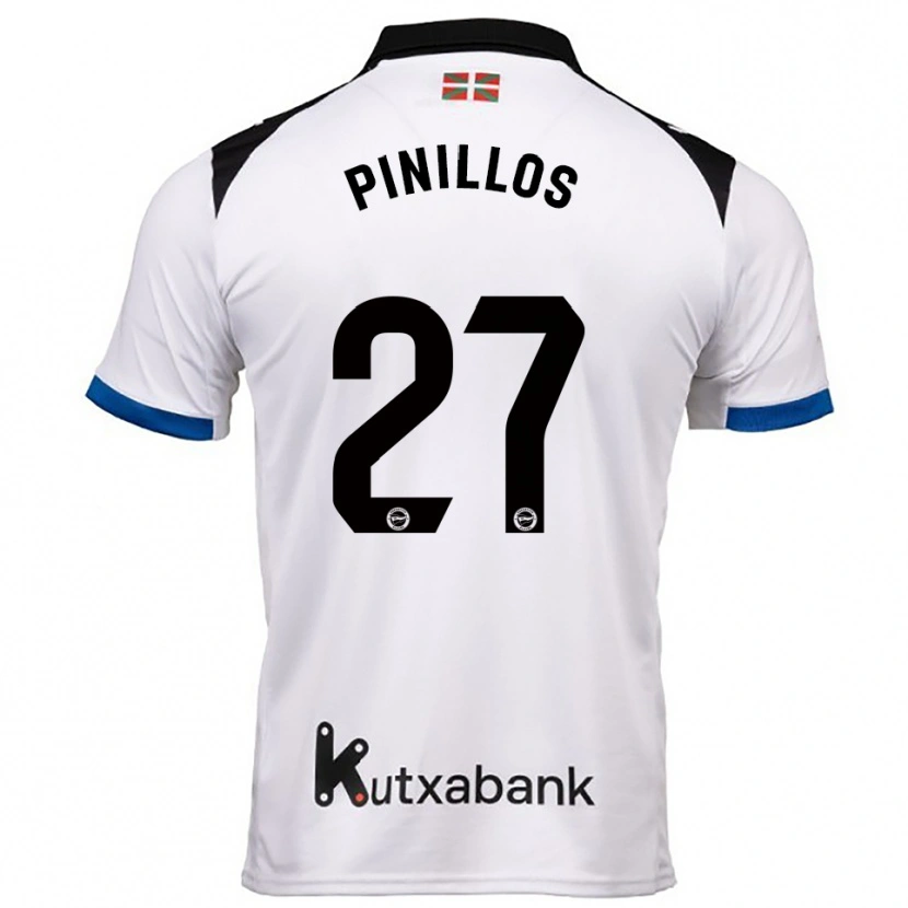Danxen Niño Camiseta Lander Pinillos #27 Blanco Azul 2ª Equipación 2025/26 La Camisa