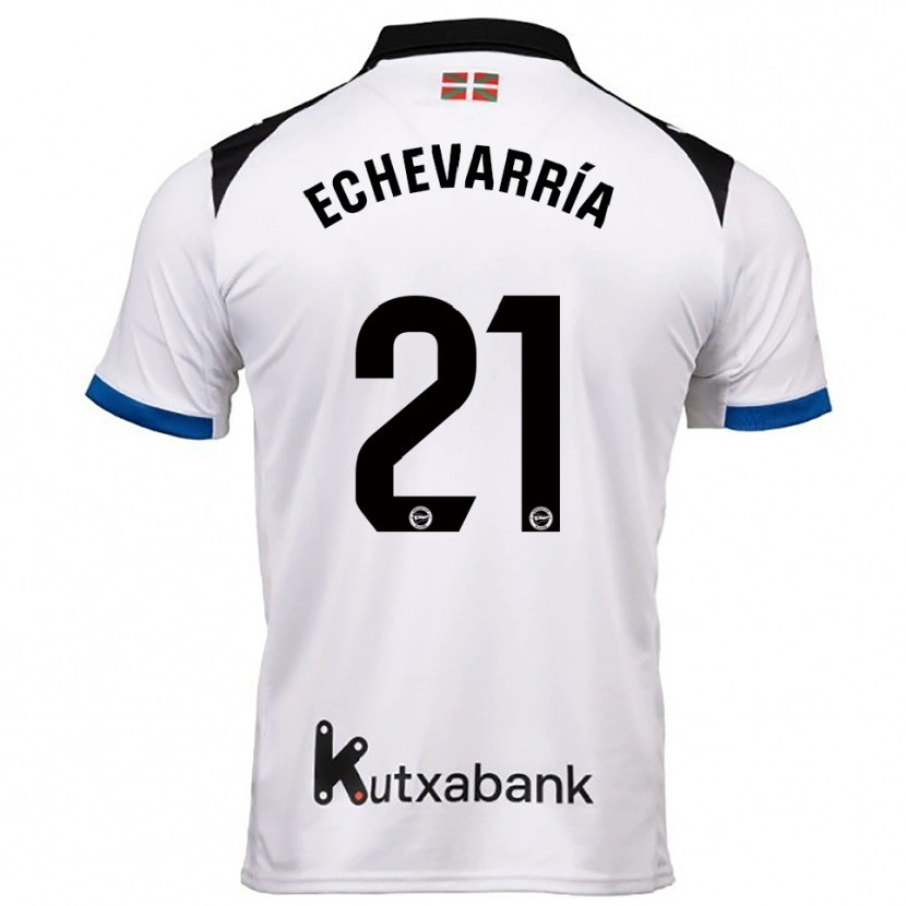 Danxen Niño Camiseta Martin Echevarría #21 Blanco Azul 2ª Equipación 2025/26 La Camisa