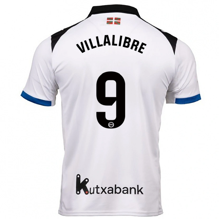Danxen Niño Camiseta Asier Villalibre #9 Blanco Azul 2ª Equipación 2025/26 La Camisa