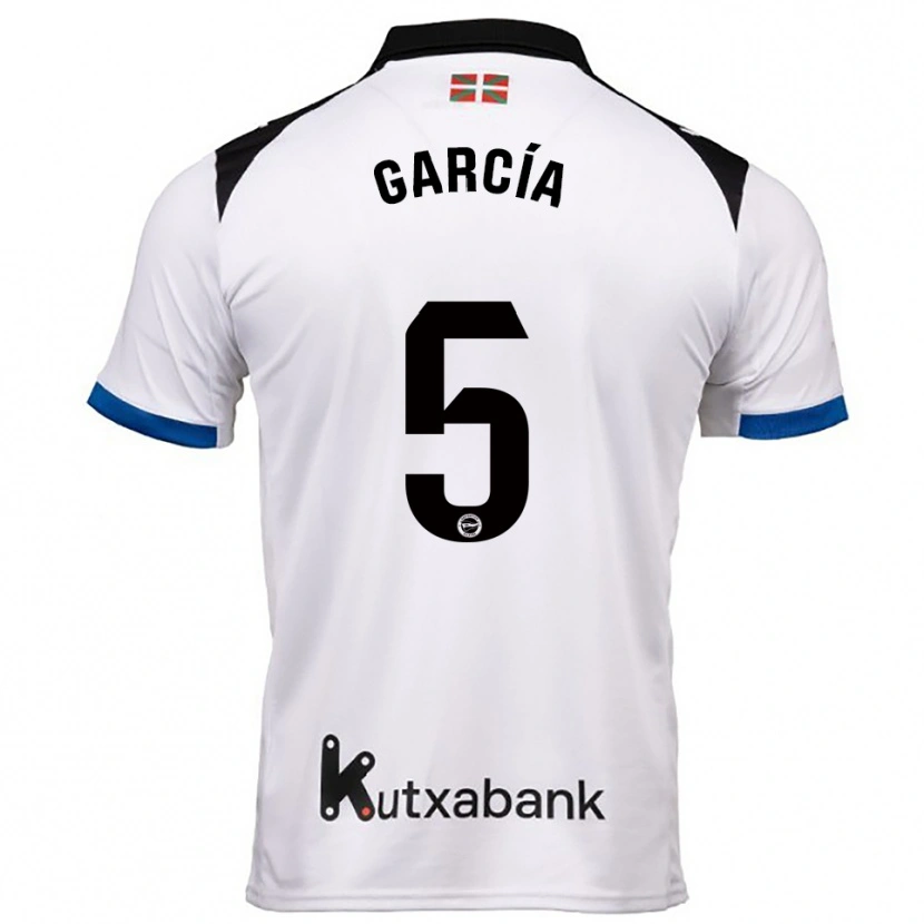 Danxen Niño Camiseta Álvaro García #5 Blanco Azul 2ª Equipación 2025/26 La Camisa