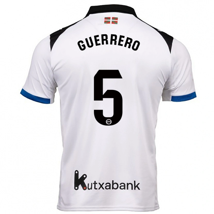 Danxen Niño Camiseta Ángel Guerrero #5 Blanco Azul 2ª Equipación 2025/26 La Camisa
