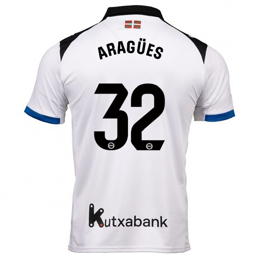 Danxen Niño Camiseta Chema Aragües #32 Blanco Azul 2ª Equipación 2025/26 La Camisa
