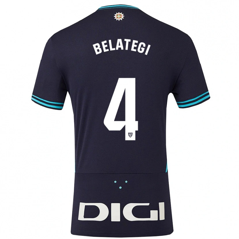 Danxen Niño Camiseta Danel Belategi #4 Azul Marino Celeste 2ª Equipación 2025/26 La Camisa
