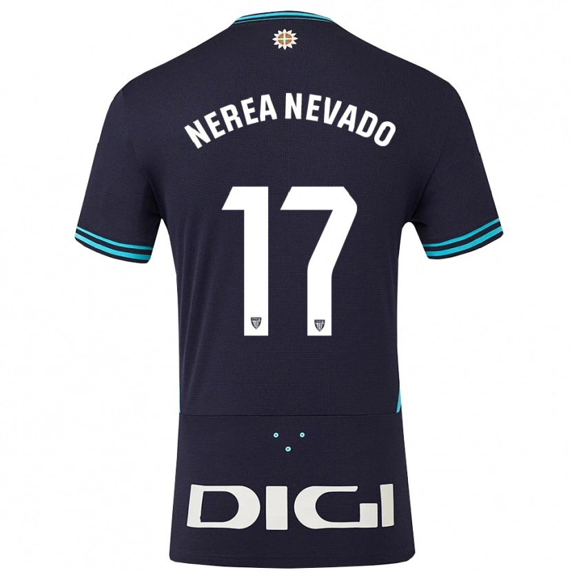 Danxen Niño Camiseta Nerea Nevado Gómez #17 Azul Marino Celeste 2ª Equipación 2025/26 La Camisa