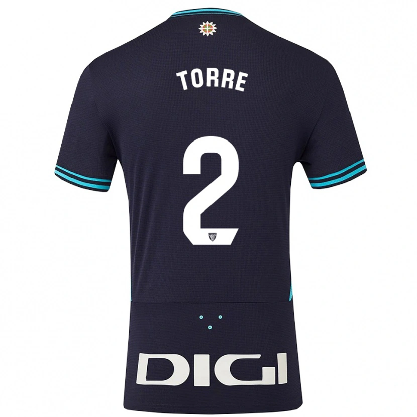 Danxen Niño Camiseta Maddi Torre #2 Azul Marino Celeste 2ª Equipación 2025/26 La Camisa
