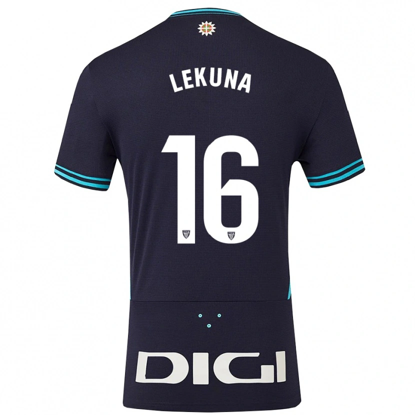 Danxen Niño Camiseta Adrián Lekuna #16 Azul Marino Celeste 2ª Equipación 2025/26 La Camisa