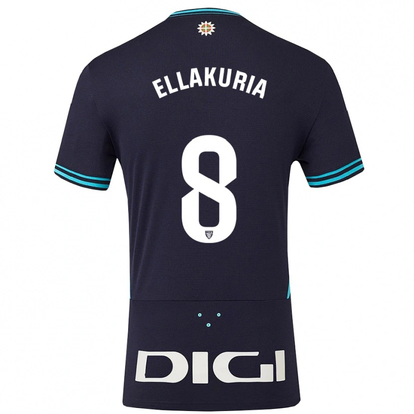 Danxen Niño Camiseta Eneko Ellakuria #8 Azul Marino Celeste 2ª Equipación 2025/26 La Camisa