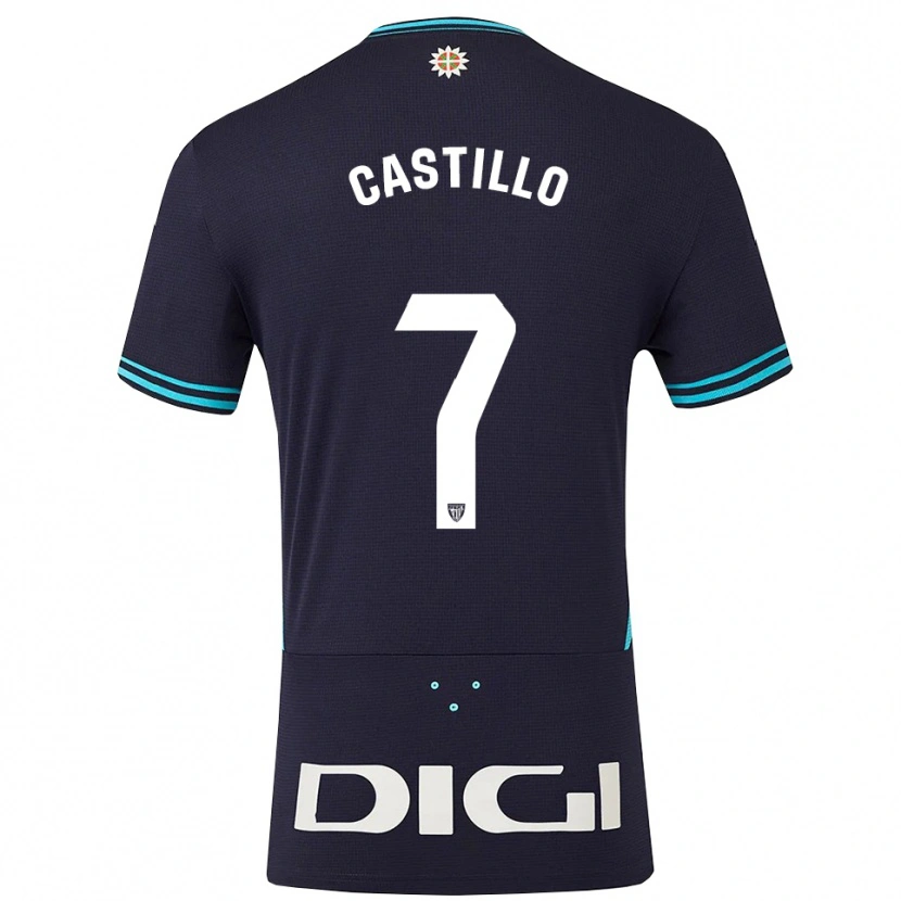 Danxen Niño Camiseta Unai Castillo #7 Azul Marino Celeste 2ª Equipación 2025/26 La Camisa