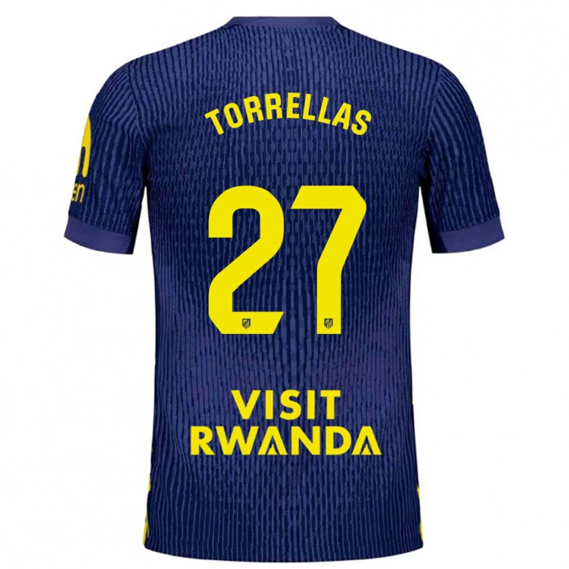 Danxen Niño Camiseta Óscar Torrellas #27 Azul Marino Amarillo 2ª Equipación 2025/26 La Camisa