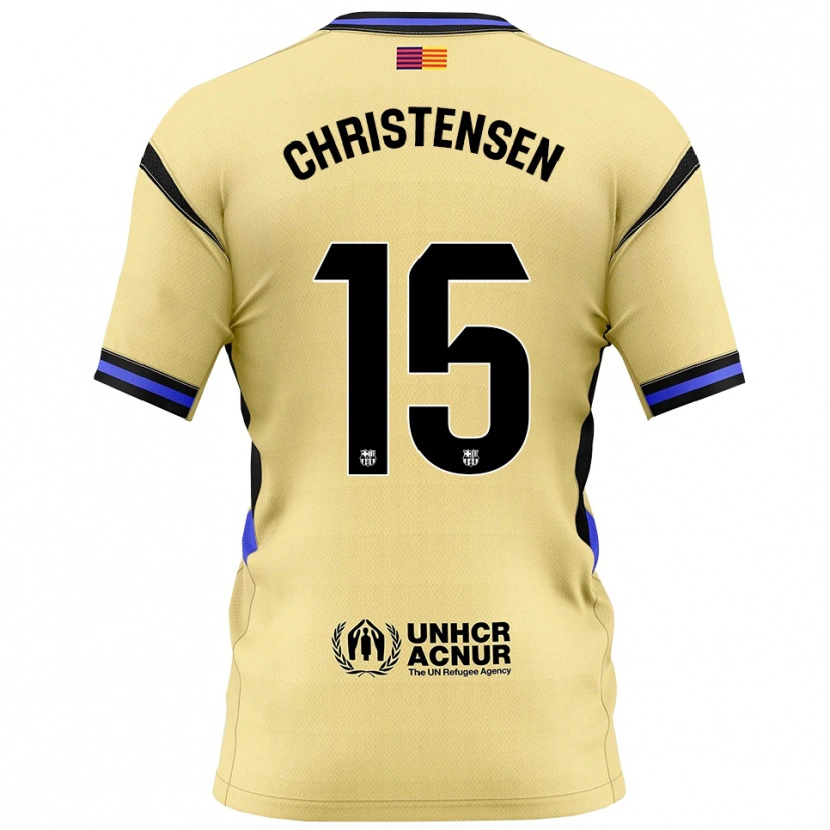 Danxen Niño Camiseta Andreas Christensen #15 Amarillo Negro 2ª Equipación 2025/26 La Camisa