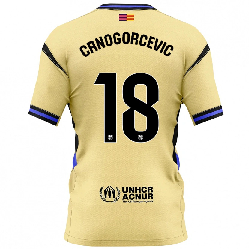 Danxen Niño Camiseta Ana-Maria Crnogorcevic #18 Amarillo Negro 2ª Equipación 2025/26 La Camisa