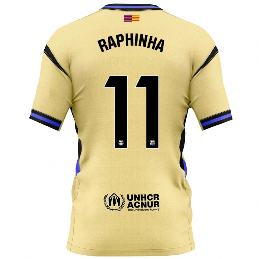 Danxen Niño Camiseta Raphinha #11 Amarillo Negro 2ª Equipación 2025/26 La Camisa
