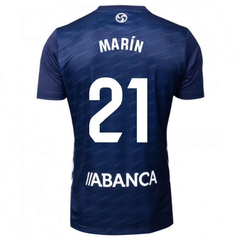 Danxen Niño Camiseta Álvaro Marín #21 Azul Marino Blanco 2ª Equipación 2025/26 La Camisa