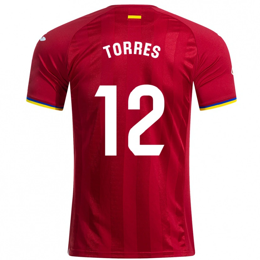 Danxen Niño Camiseta Rubén Torres #12 Rojo Amarillo Azul 2ª Equipación 2025/26 La Camisa