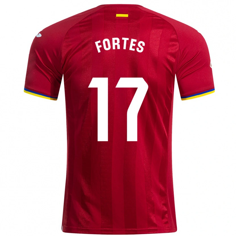 Danxen Niño Camiseta Joel Fortes #17 Rojo Amarillo Azul 2ª Equipación 2025/26 La Camisa