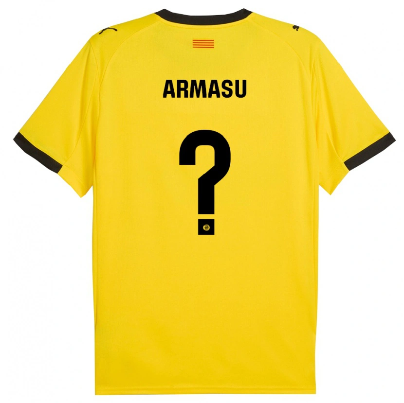 Danxen Niño Camiseta Daniel Armașu #0 Amarillo Negro 2ª Equipación 2025/26 La Camisa
