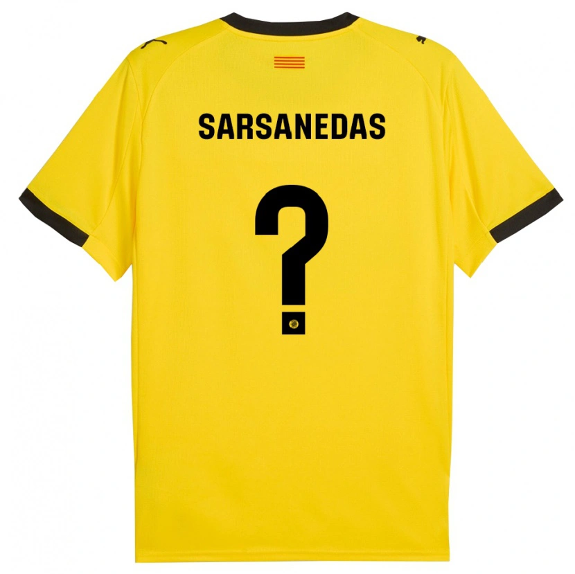 Danxen Niño Camiseta Joao Sarsanedas #0 Amarillo Negro 2ª Equipación 2025/26 La Camisa