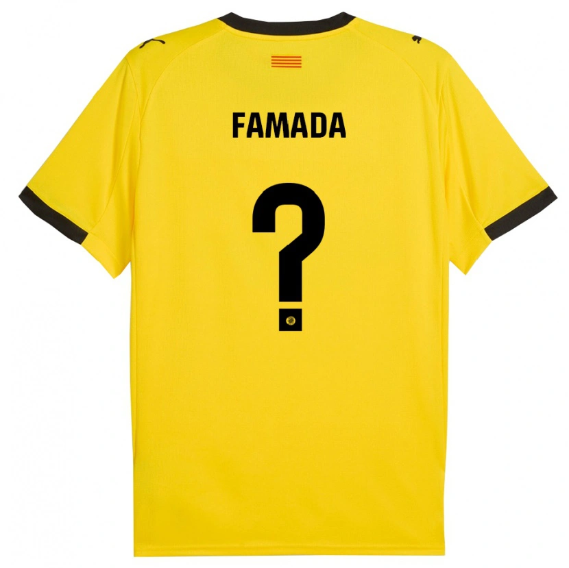 Danxen Niño Camiseta Álex Famada #0 Amarillo Negro 2ª Equipación 2025/26 La Camisa