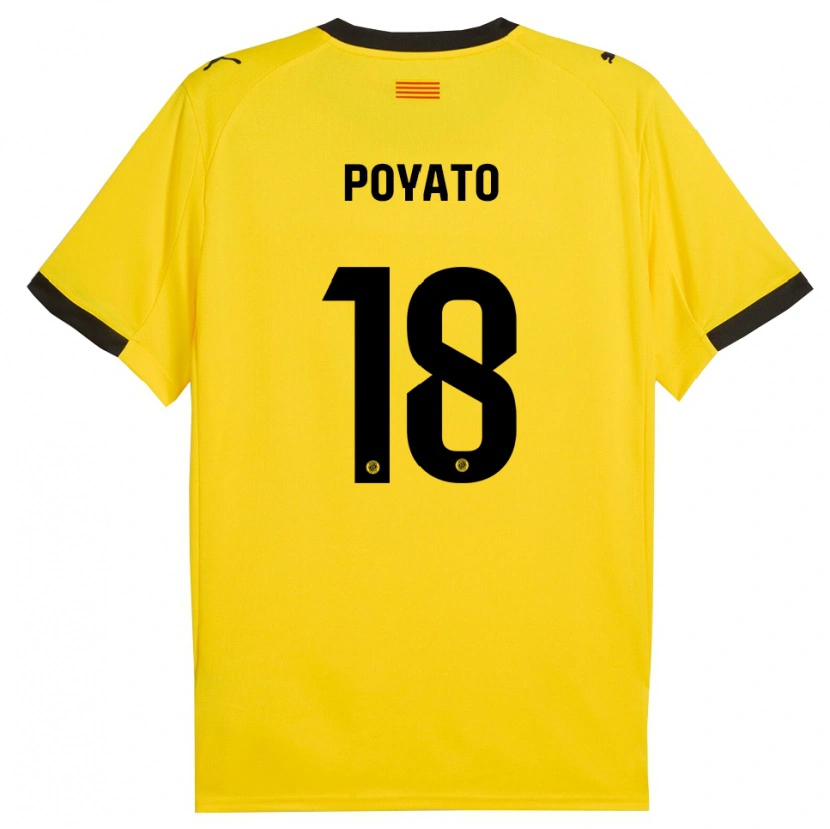 Danxen Niño Camiseta Marina Poyato #18 Amarillo Negro 2ª Equipación 2025/26 La Camisa