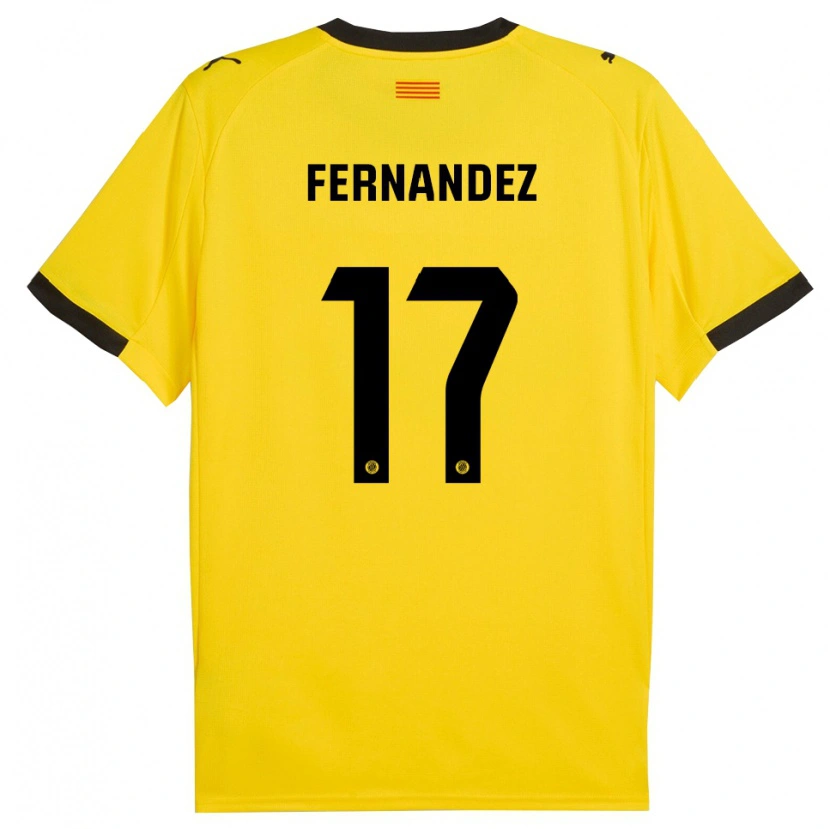 Danxen Niño Camiseta Daniel Fernández #17 Amarillo Negro 2ª Equipación 2025/26 La Camisa