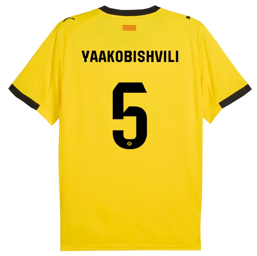 Danxen Niño Camiseta Antal Yaakobishvili #5 Amarillo Negro 2ª Equipación 2025/26 La Camisa