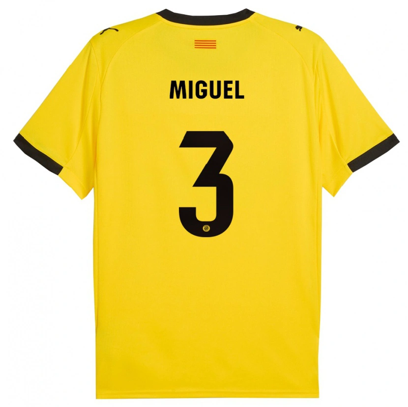 Danxen Niño Camiseta Miguel Gutiérrez #3 Amarillo Negro 2ª Equipación 2025/26 La Camisa