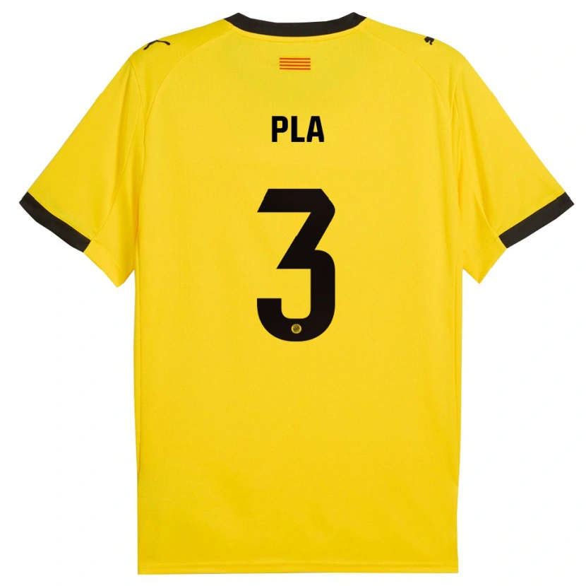 Danxen Niño Camiseta Marta Pla #3 Amarillo Negro 2ª Equipación 2025/26 La Camisa