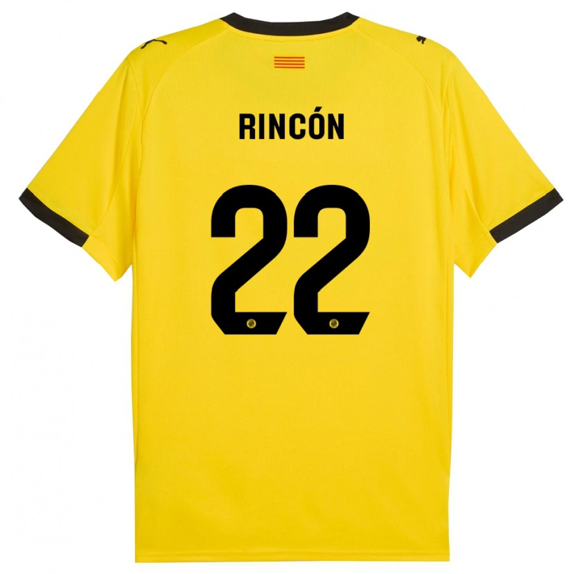 Danxen Niño Camiseta Hugo Rincón #22 Amarillo Negro 2ª Equipación 2025/26 La Camisa