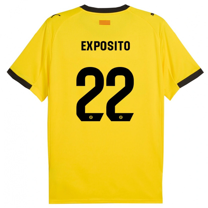 Danxen Niño Camiseta Samu Expósito #22 Amarillo Negro 2ª Equipación 2025/26 La Camisa