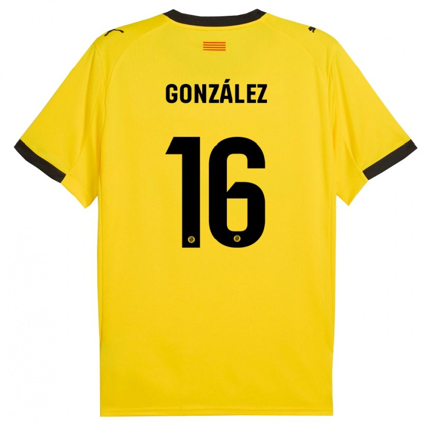 Danxen Niño Camiseta Lau González #16 Amarillo Negro 2ª Equipación 2025/26 La Camisa