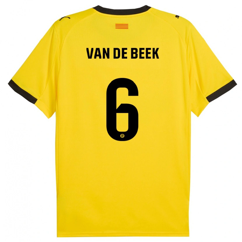 Danxen Niño Camiseta Donny Van De Beek #6 Amarillo Negro 2ª Equipación 2025/26 La Camisa