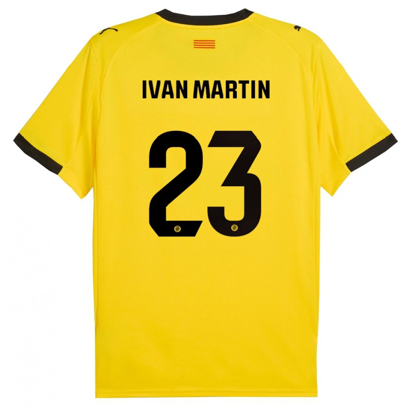Danxen Niño Camiseta Iván Martín #23 Amarillo Negro 2ª Equipación 2025/26 La Camisa