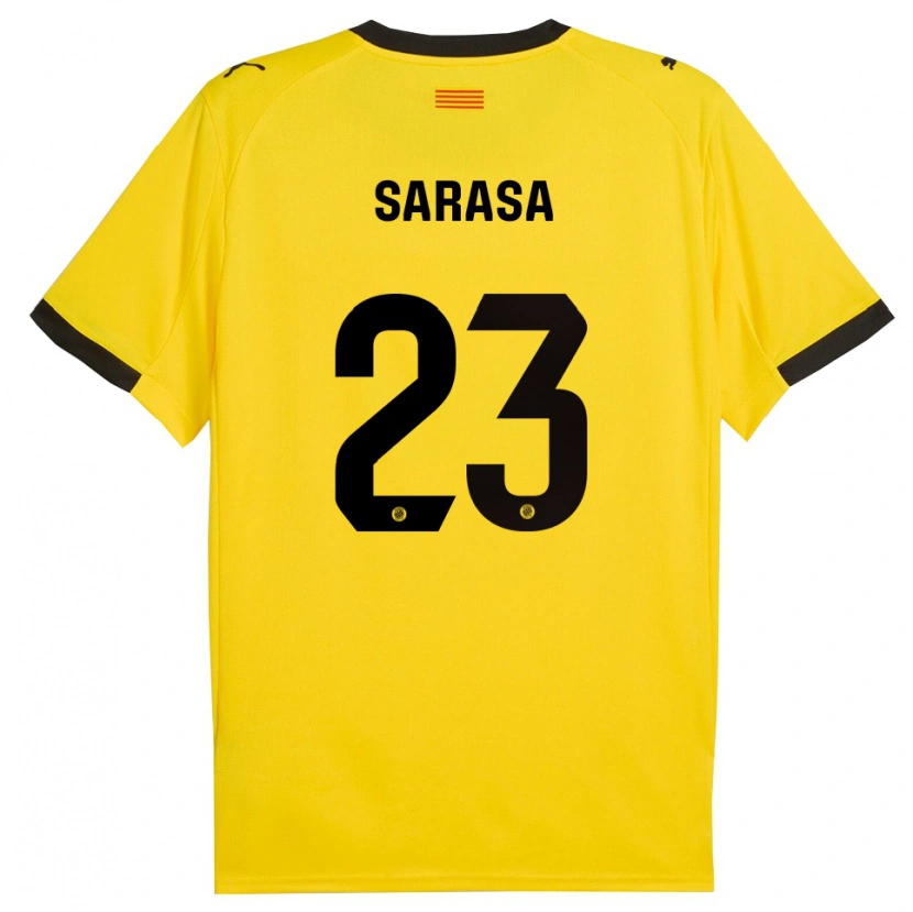 Danxen Niño Camiseta Javi Sarasa #23 Amarillo Negro 2ª Equipación 2025/26 La Camisa