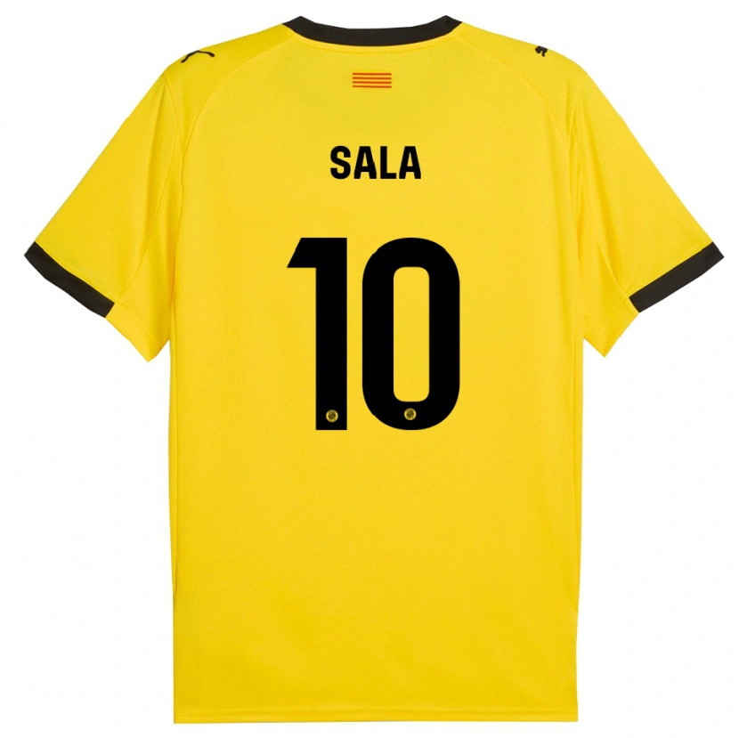 Danxen Niño Camiseta Georgina Sala #10 Amarillo Negro 2ª Equipación 2025/26 La Camisa