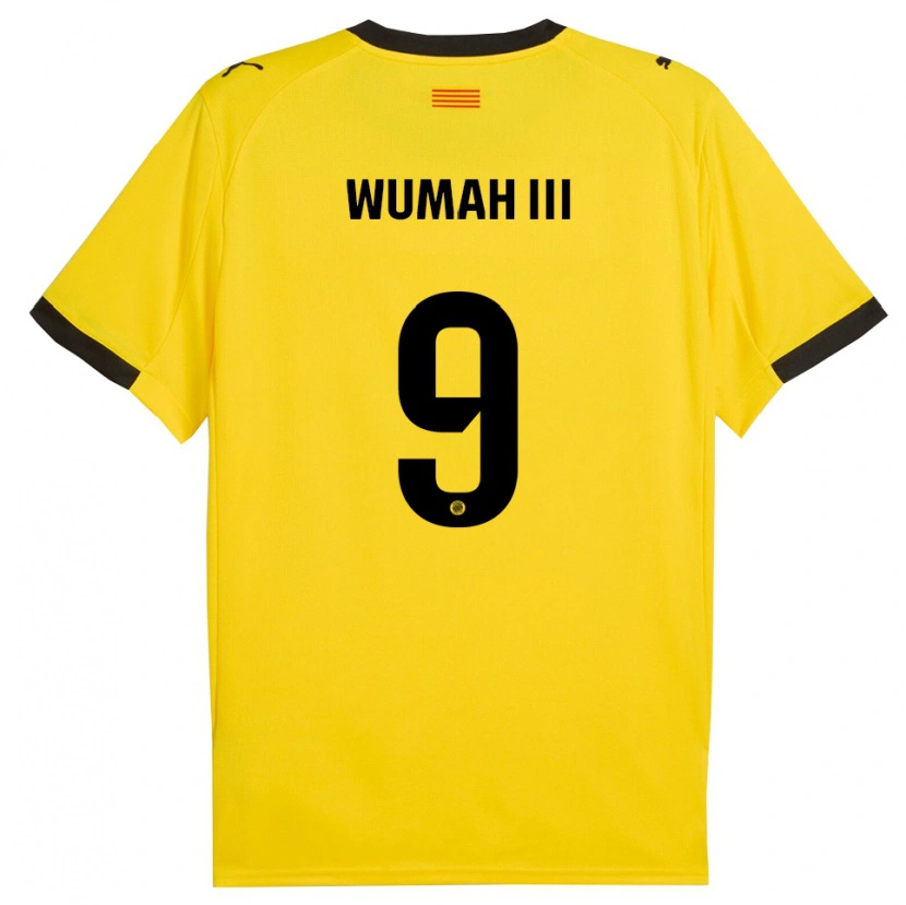 Danxen Niño Camiseta Edward Wumah Iii #9 Amarillo Negro 2ª Equipación 2025/26 La Camisa